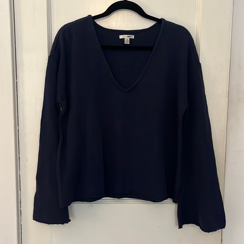 Amuse Society Navy V-Neck Sweater